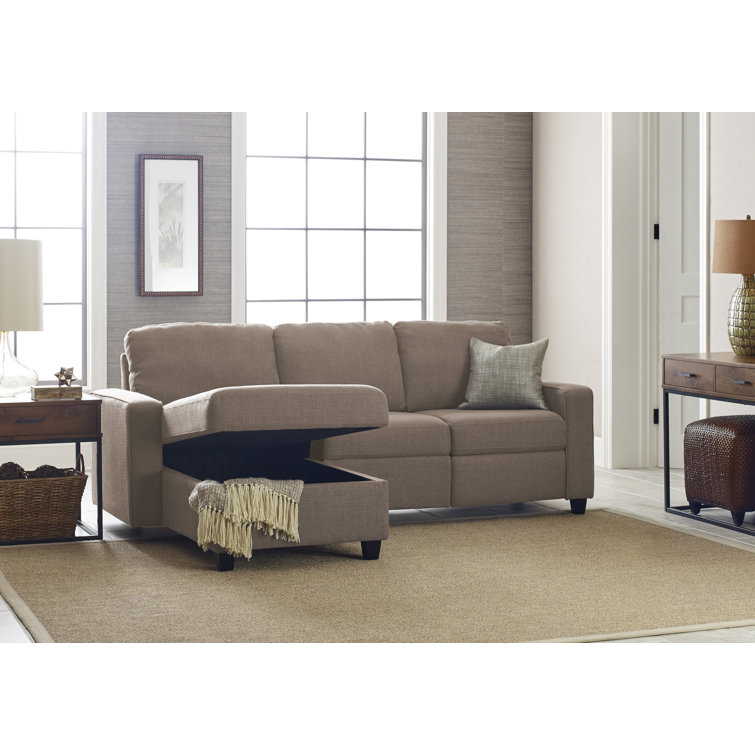 Oatmeal Polyester 3-Seater Sleeper Sectional with Inner-Spring and Storage