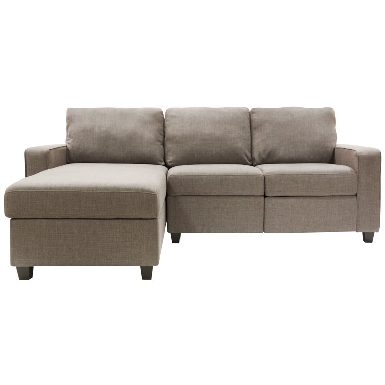 Oatmeal Polyester 3-Seater Sleeper Sectional with Inner-Spring and Storage