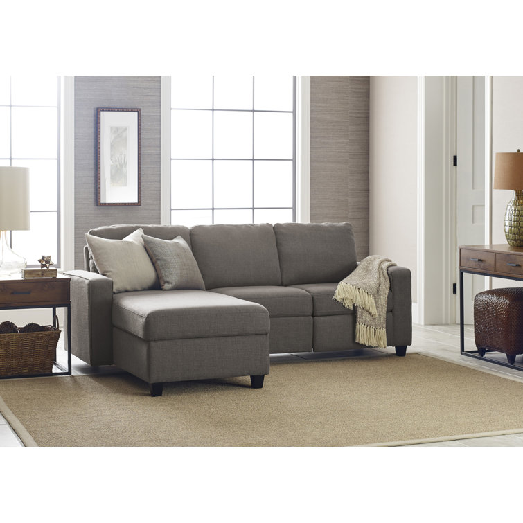Copenhagen 89'' Gray Microfiber Sectional Sofa with Storage Chaise