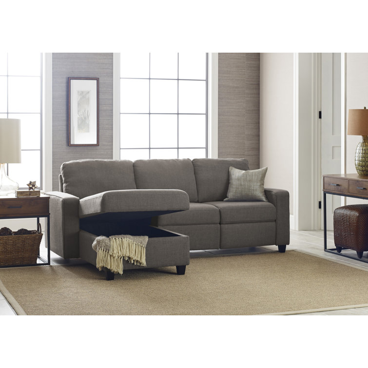 Copenhagen 89'' Gray Microfiber Sectional Sofa with Storage Chaise