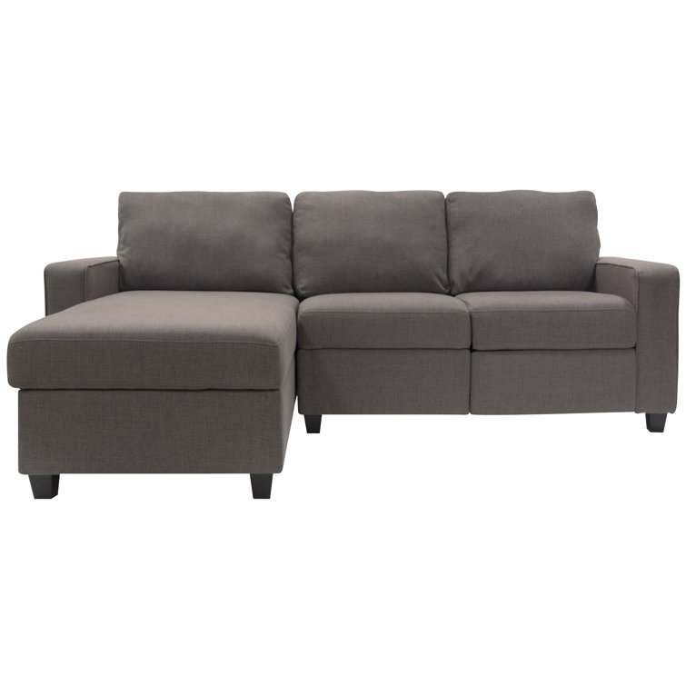 Copenhagen 89'' Gray Microfiber Sectional Sofa with Storage Chaise