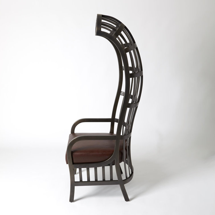 Studio A Cascade Dark Brown Leather and Metal Chair