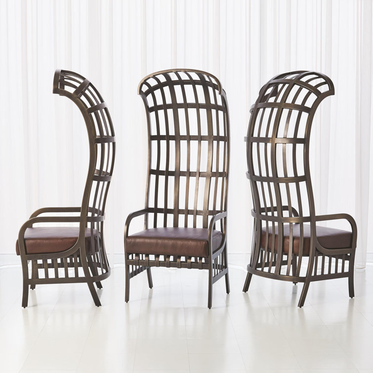 Studio A Cascade Dark Brown Leather and Metal Chair