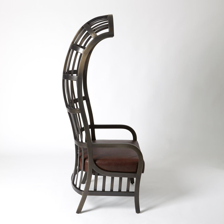 Studio A Cascade Dark Brown Leather and Metal Chair