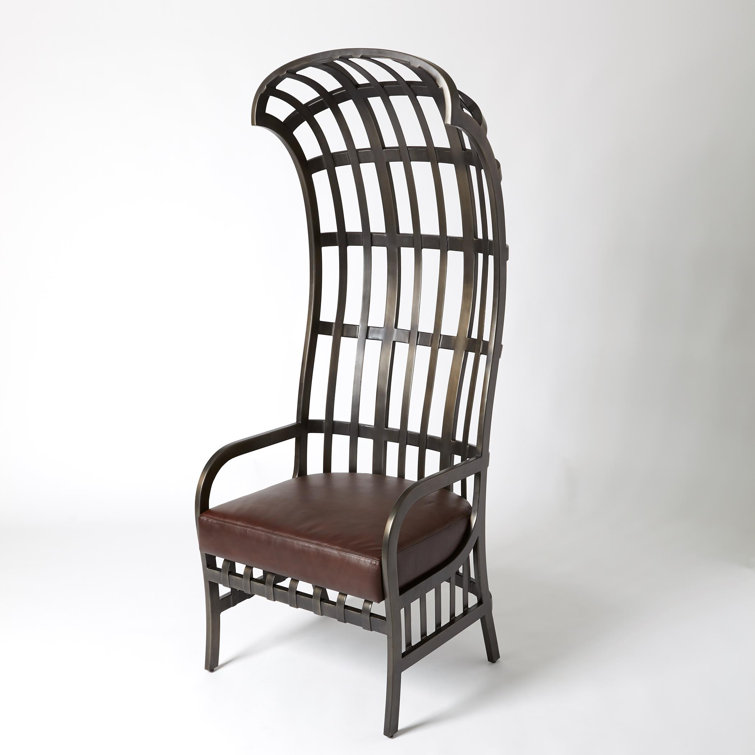 Studio A Cascade Dark Brown Leather and Metal Chair