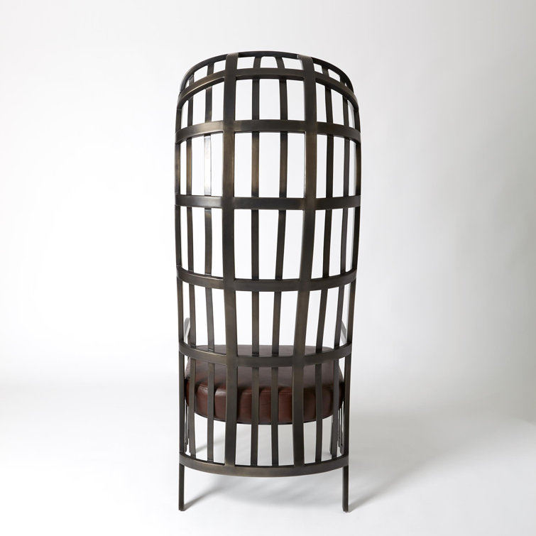 Studio A Cascade Dark Brown Leather and Metal Chair