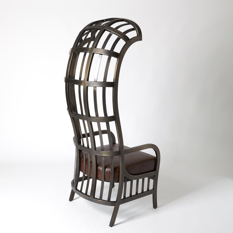 Studio A Cascade Dark Brown Leather and Metal Chair