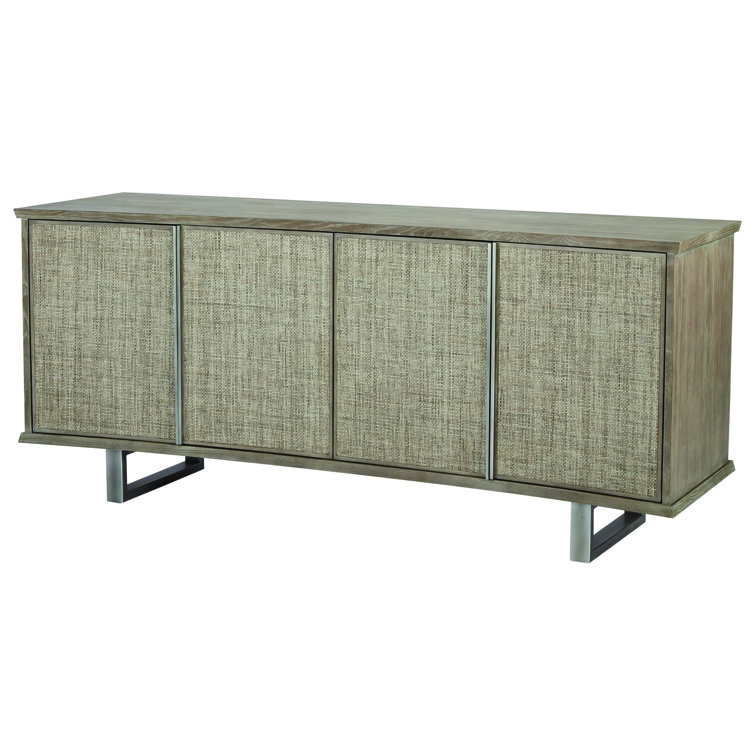 Delphi Curved Front Grey Cerused Ash Media Cabinet with Pewter Accents