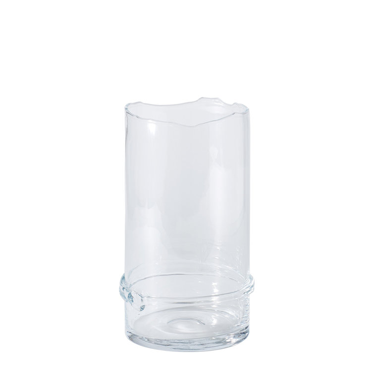 Intaglio Clear Glass Hurricane with Artisan Ribbon Detail - 14"
