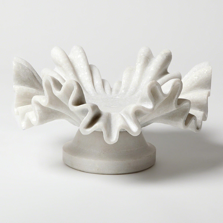 Handcrafted White Marble Centerpiece Bowl with Stand