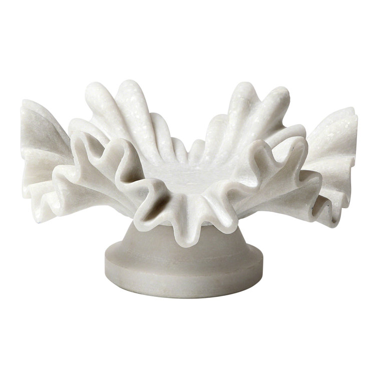 Handcrafted White Marble Centerpiece Bowl with Stand