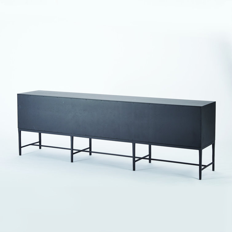 Kyoto Jagged Gmelina Black Media Cabinet with WBI Metal Finish