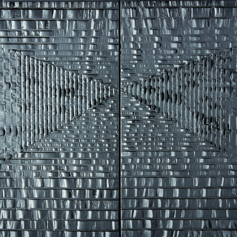 Kyoto Jagged Gmelina Black Media Cabinet with WBI Metal Finish