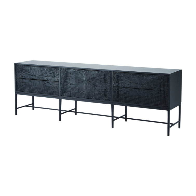 Kyoto Jagged Gmelina Black Media Cabinet with WBI Metal Finish