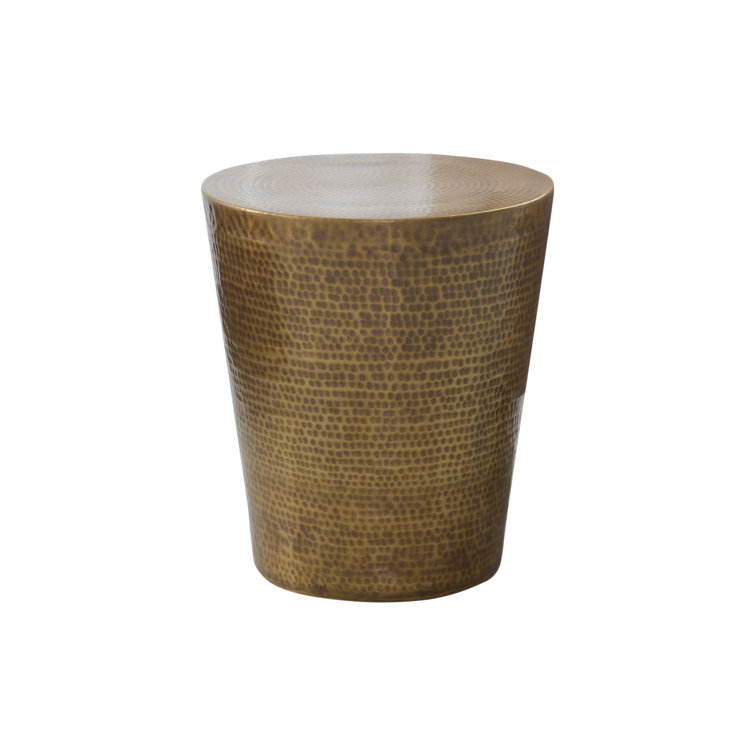 Izmir Round Hammered Antique Brass Metal Side Table