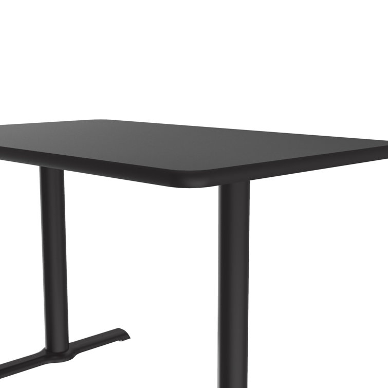Black Laminate Rectangular Dining Height Table with Cast Iron Base