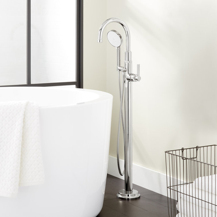 Chrome Freestanding Tub Filler with Hand Shower