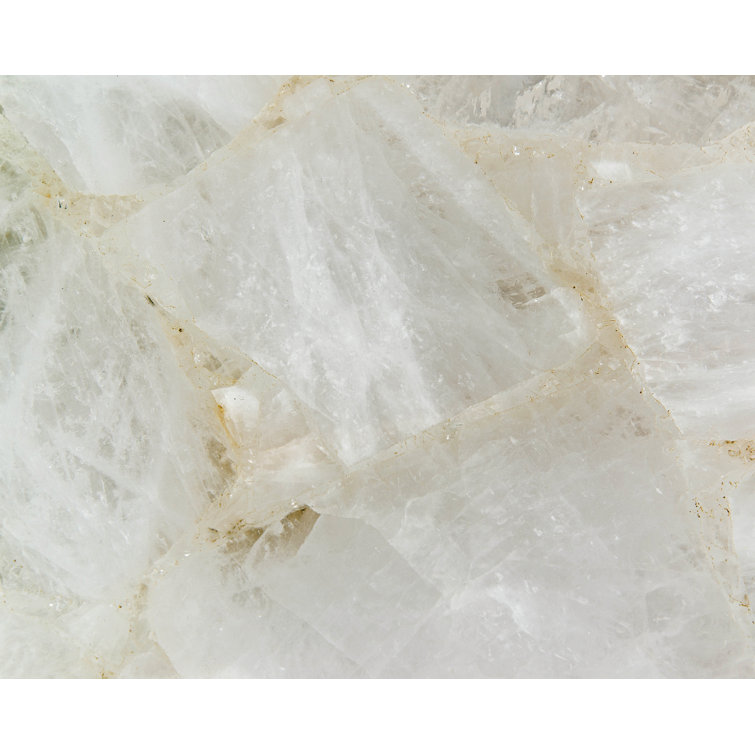 Elegant Rectangular Calcite and Metal Coffee Table