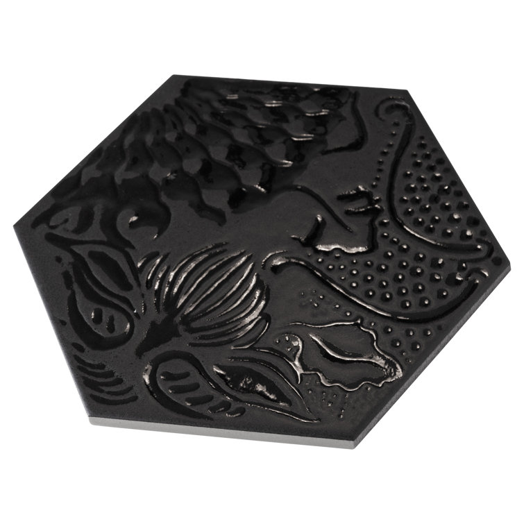 Gaudi Lux Black Porcelain Hexagon Wall and Floor Tile