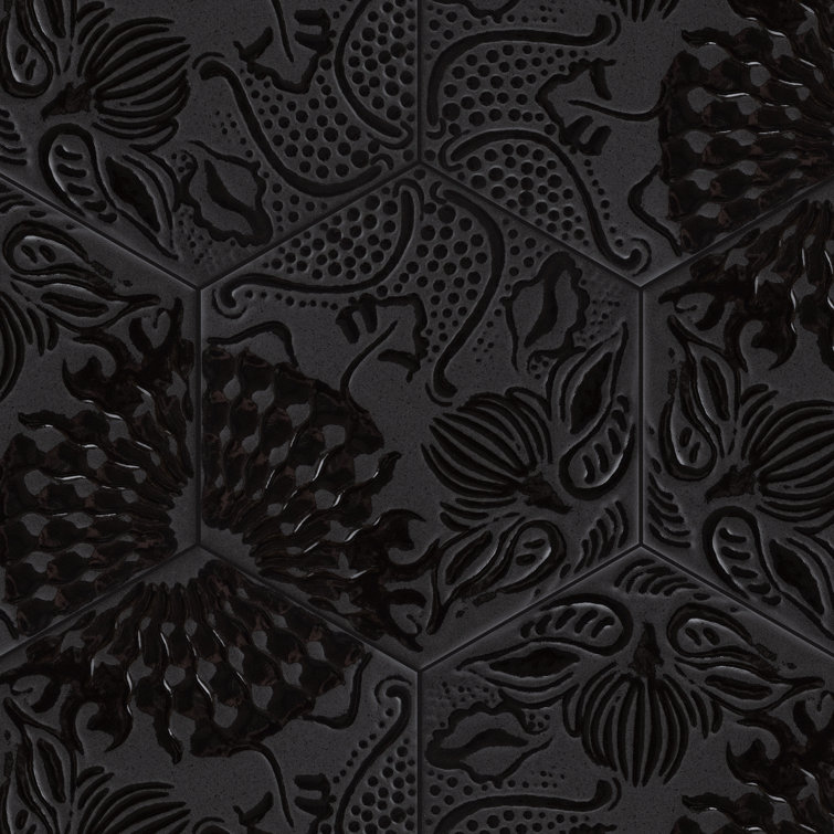 Gaudi Lux Black Porcelain Hexagon Wall and Floor Tile