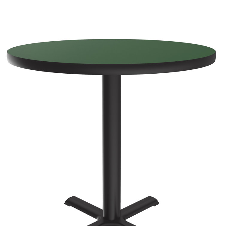 Green Round Laminate Dining Height Table with Cast Iron Base