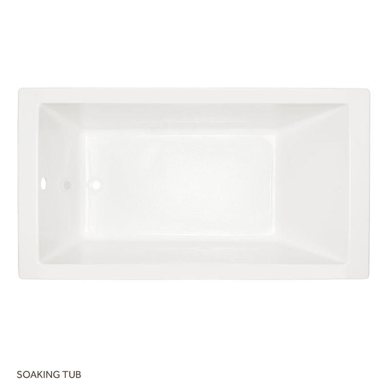 66" White Acrylic Rectangular Drop-In Soaking Tub