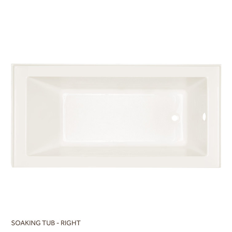 60" White Acrylic Alcove Soaking Tub with Right Drain