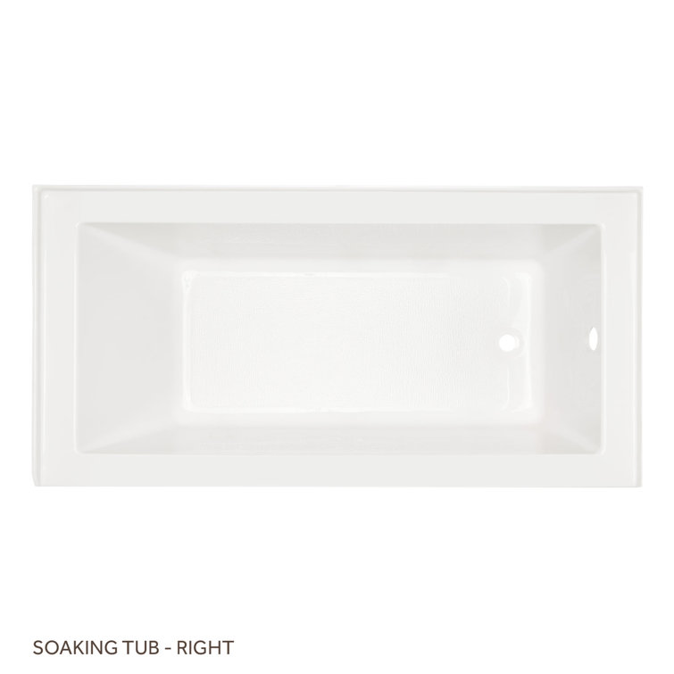 60" White Acrylic Alcove Soaking Tub with Right Drain
