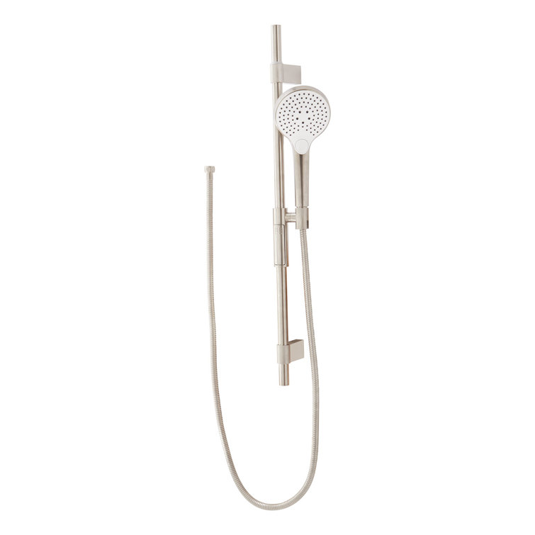 Brushed Nickel Adjustable Handheld Rain Shower Head with Slide Bar