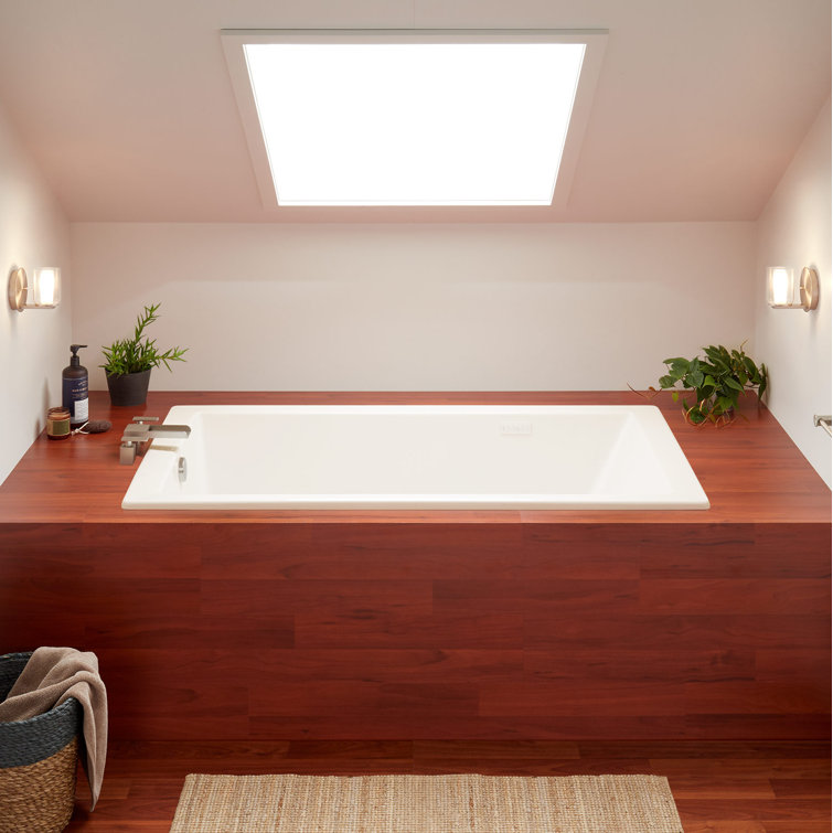 66" White Acrylic Rectangular Drop-In Soaking Tub
