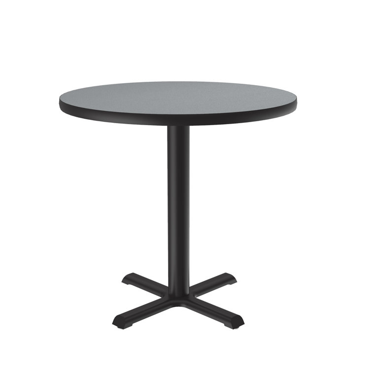 Gray Round Laminate Dining Height Table with Steel Base