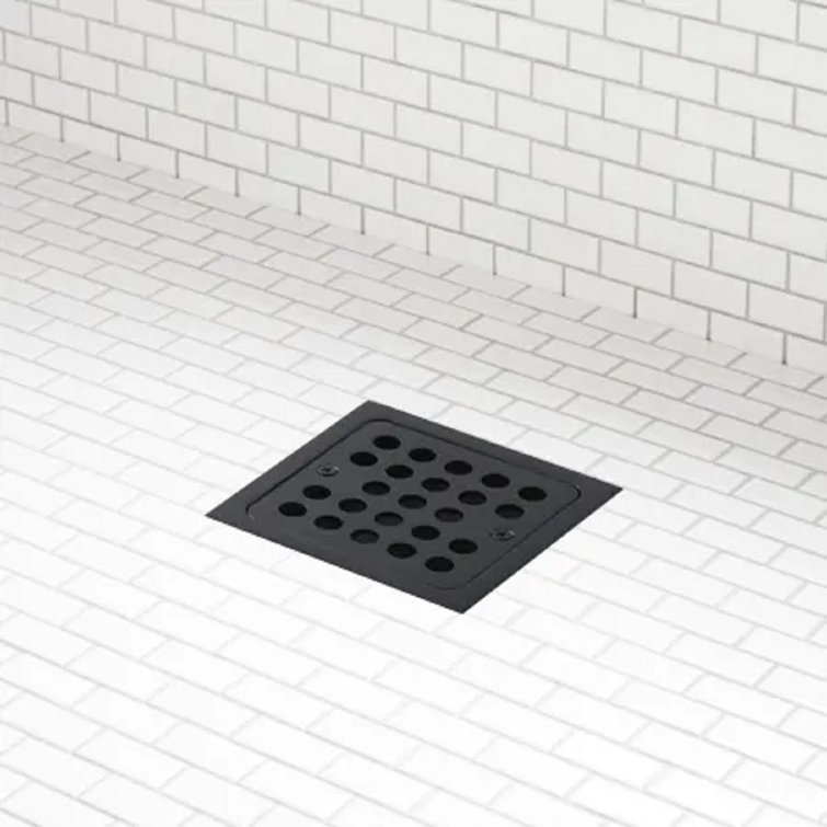 Menlo Matte Black Square Brass Shower Drain with Tile-In Strainer
