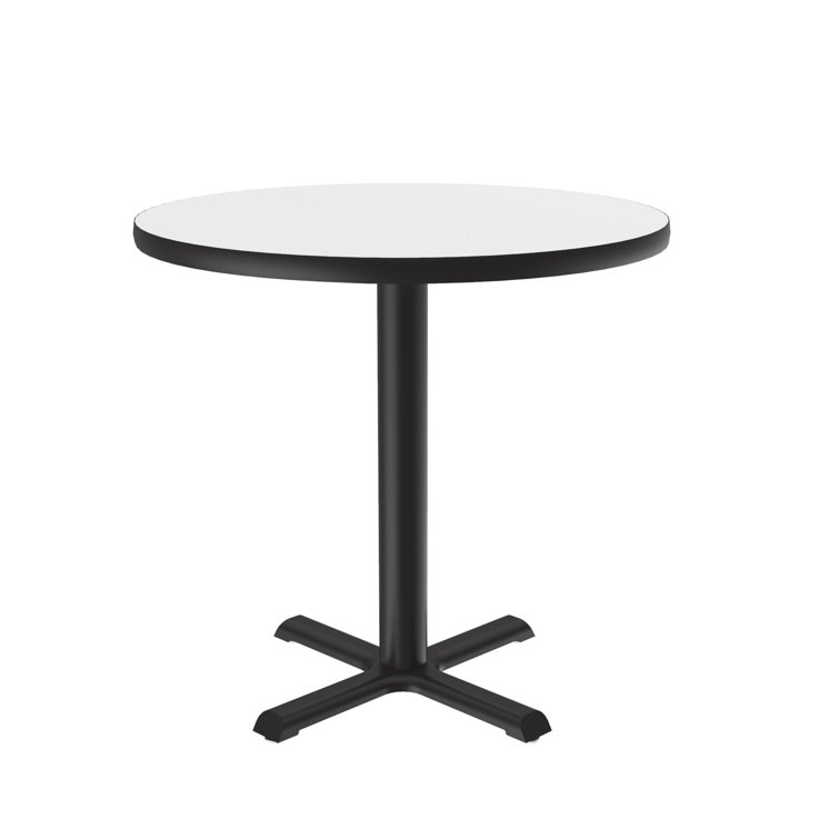 White Laminate Round Dining Height Table with Cast Iron Base