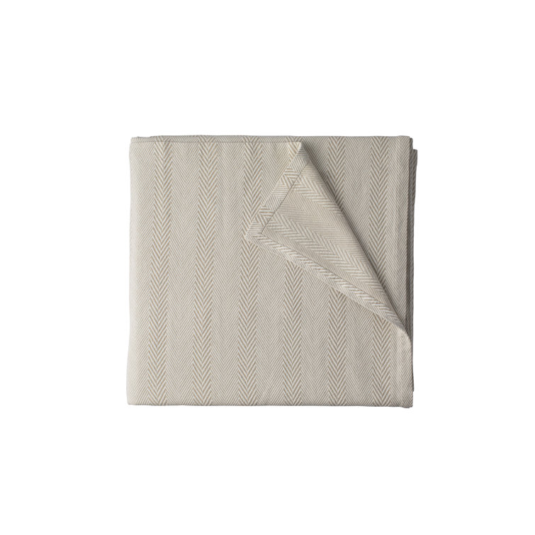 Raffia and White Cotton Chevron Queen Blanket - Machine Washable and Reversible