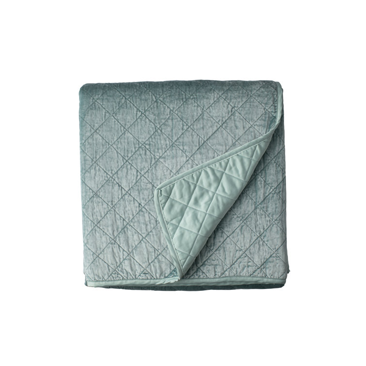 Chloe Sea Foam King Diamond Quilted Velvet Coverlet