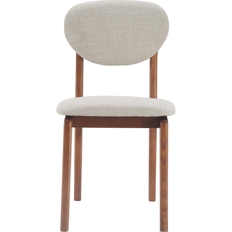 Light Gray Upholstered Wood Mid-Century Modern Dining Chairs