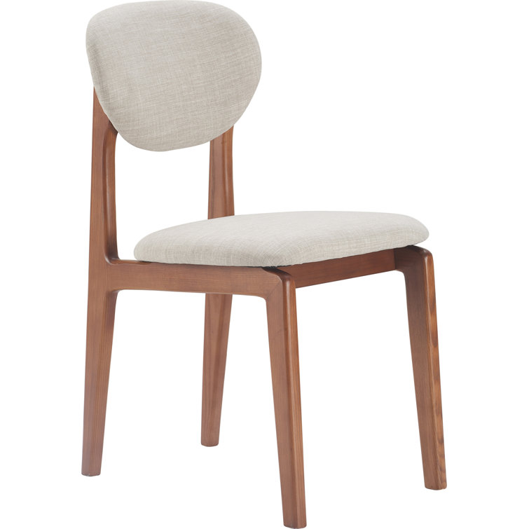 Light Gray Upholstered Wood Mid-Century Modern Dining Chairs