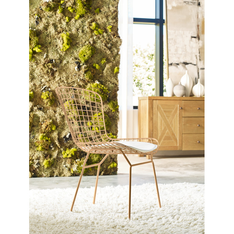 Mid-Century French Gold Metal Slat Side Chair Set