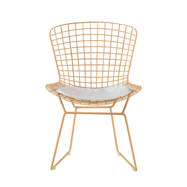 Mid-Century French Gold Metal Slat Side Chair Set