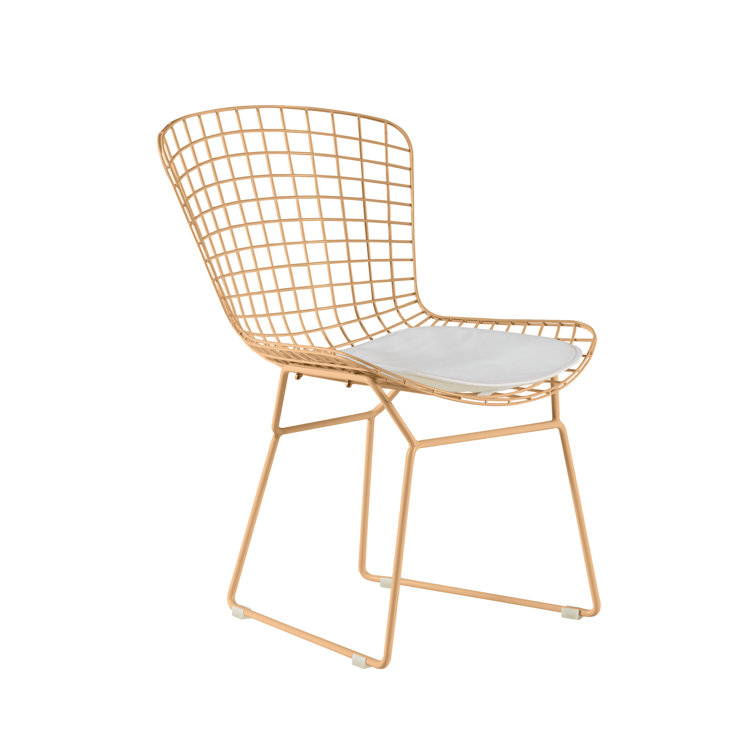 Mid-Century French Gold Metal Slat Side Chair Set