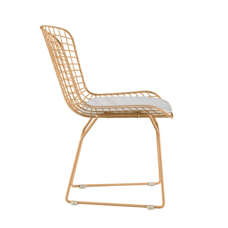 Mid-Century French Gold Metal Slat Side Chair Set