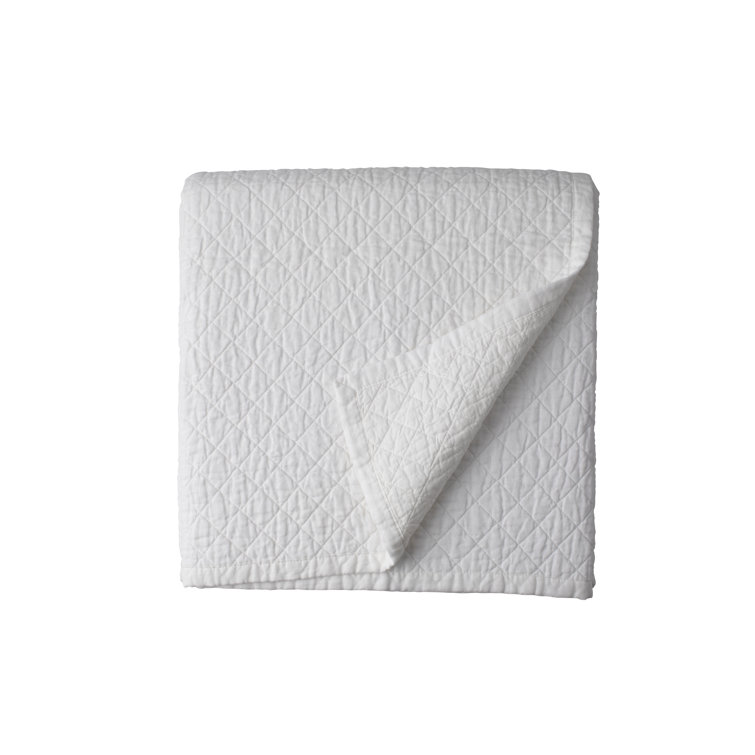 Emily White Linen Diamond Quilted King Coverlet