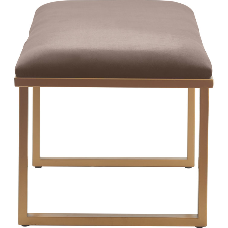 Chic Chocolate Brown Velvet Upholstered Bedroom Bench