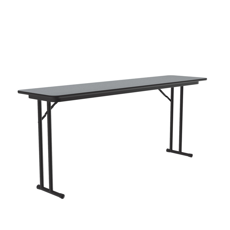 Black Steel Rectangular Training Table with Brown Laminate Top