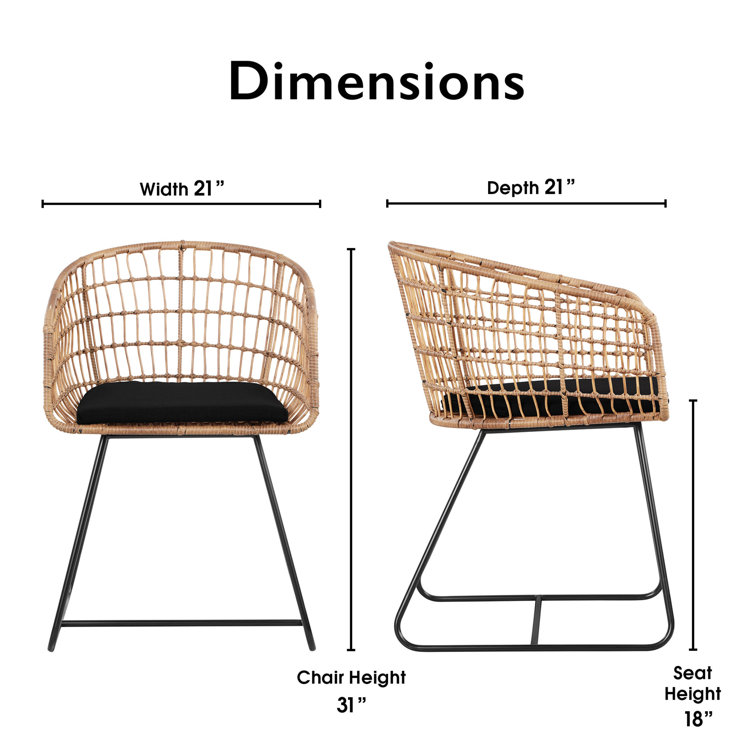 Graham Handwoven Rattan Lounge Chair with Black Cushion