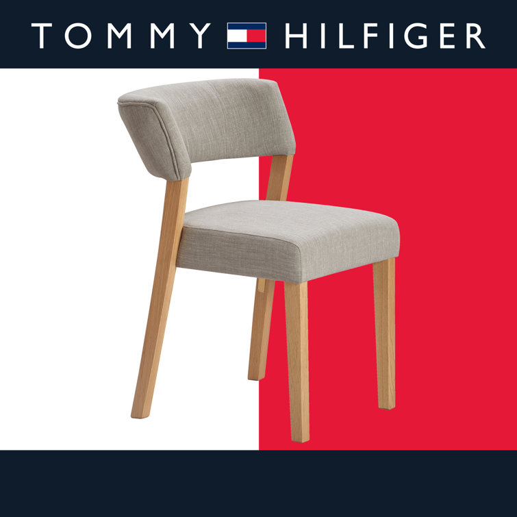 Gray Upholstered Oak Wood Dining Chair Set of 2