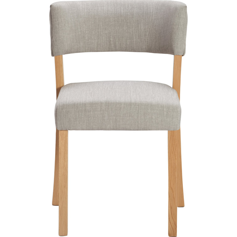 Gray Upholstered Oak Wood Dining Chair Set of 2