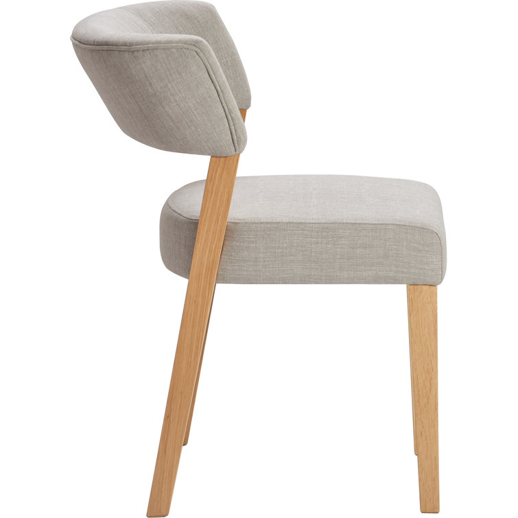 Gray Upholstered Oak Wood Dining Chair Set of 2