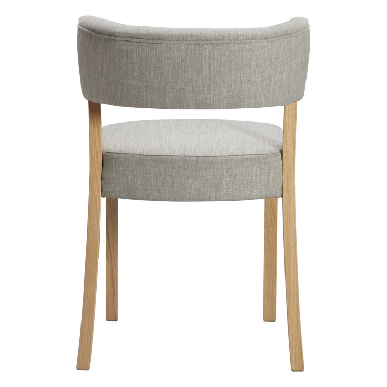Gray Upholstered Oak Wood Dining Chair Set of 2