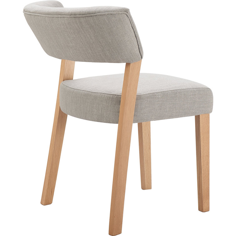 Gray Upholstered Oak Wood Dining Chair Set of 2